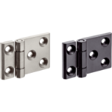 EH 25162. - Hinges stainless steel, elongated on one side / one-sided with additional mounting hole and centring inserts