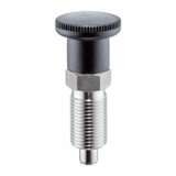 EH 22120. - Index Plungers with hexagon collar and locking, stainless steel A4 / with knob of thermoplastic
